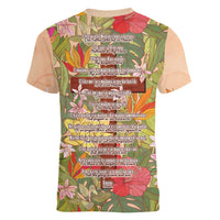 Mahalo Hawaii - Ka Pule a ka Haku Women V-Neck T-Shirt Tropical Flowers