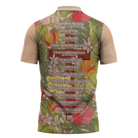 Mahalo Hawaii - Ka Pule a ka Haku Zipper Polo Shirt Tropical Flowers