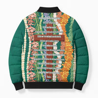 Mahalo Hawaii - Ka Pule a ka Haku Bomber Puffer Jacket Mixed Lei