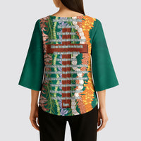 Mahalo Hawaii - Ka Pule a ka Haku Kimono Sleeve Blouse Mixed Lei