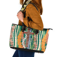 Mahalo Hawaii - Ka Pule a ka Haku Leather Tote Bag Mixed Lei