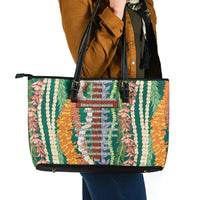 Mahalo Hawaii - Ka Pule a ka Haku Leather Tote Bag Mixed Lei