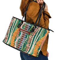 Mahalo Hawaii - Ka Pule a ka Haku Leather Tote Bag Mixed Lei