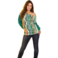 Mahalo Hawaii - Ka Pule a ka Haku Off Shoulder Sweater Mixed Lei
