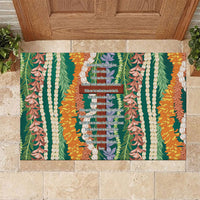 Mahalo Hawaii - Ka Pule a ka Haku Rubber Doormat Mixed Lei