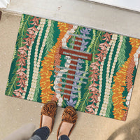 Mahalo Hawaii - Ka Pule a ka Haku Rubber Doormat Mixed Lei