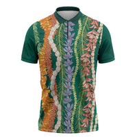 Mahalo Hawaii - Ka Pule a ka Haku Zipper Polo Shirt Mixed Lei