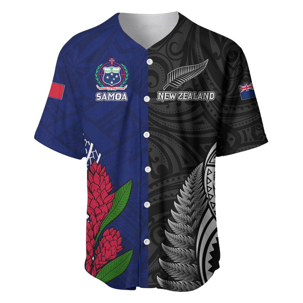 Personalised New Zealand Vs Samoa Rugby Baseball Jersey Go Champions LT7 Black Blue - Polynesian Pride