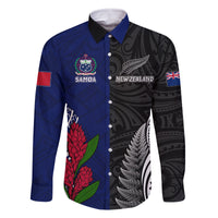 Personalised New Zealand Vs Samoa Rugby Family Matching Short Sleeve Bodycon Dress and Hawaiian Shirt Go Champions LT7 Dad's Shirt - Long Sleeve Black Blue - Polynesian Pride