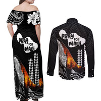 Hawaii Humpback Whale Couples Matching Off Shoulder Maxi Dress and Long Sleeve Button Shirts Be Strong - Pray For Maui LT7 - Polynesian Pride