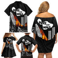 Hawaii Humpback Whale Family Matching Off Shoulder Short Dress and Hawaiian Shirt Be Strong - Pray For Maui LT7 - Polynesian Pride