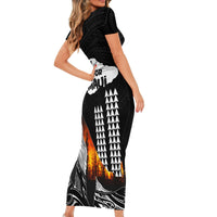 Hawaii Humpback Whale Short Sleeve Bodycon Dress Be Strong - Pray For Maui LT7 - Polynesian Pride