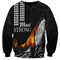 Hawaii Humpback Whale Sweatshirt Be Strong - Pray For Maui LT7 Unisex Black - Polynesian Pride