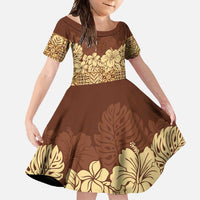 Niue Hiapo Motif Family Matching Off Shoulder Maxi Dress and Hawaiian Shirt Tapa Classic