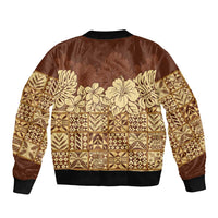 Niue Hiapo Motif Sleeve Zip Bomber Jacket Tapa Classic