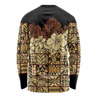 Niue Hiapo Motif Long Sleeve Shirt Tapa Classic - Black Ver
