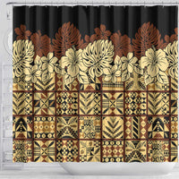 Niue Hiapo Motif Shower Curtain Tapa Classic - Black Ver LT7 - Polynesian Pride
