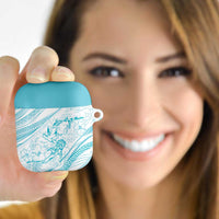 Sharks Couple Dreamy Polynesians Floral Sea AirPods Case Turquoise - Polynesian Pride