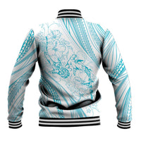 Sharks Couple Dreamy Polynesians Floral Sea Baseball Jacket Turquoise LT7 - Polynesian Pride