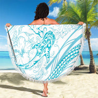 Sharks Couple Dreamy Polynesians Floral Sea Beach Blanket Turquoise LT7 - Polynesian Pride