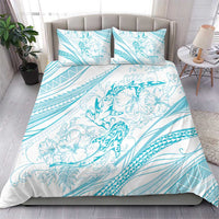 Sharks Couple Dreamy Polynesians Floral Sea Bedding Set Turquoise - Polynesian Pride