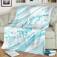 Sharks Couple Dreamy Polynesians Floral Sea Blanket Turquoise - Polynesian Pride