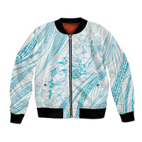 Sharks Couple Dreamy Polynesians Floral Sea Bomber Jacket Turquoise LT7 Unisex Turquoise - Polynesian Pride
