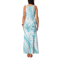 Sharks Couple Dreamy Polynesians Floral Sea Family Matching Tank Maxi Dress and Hawaiian Shirt Turquoise - Polynesian Pride