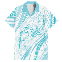 Sharks Couple Dreamy Polynesians Floral Sea Hawaiian Shirt Turquoise - Polynesian Pride