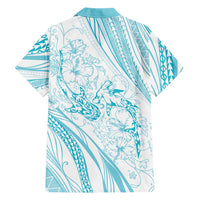 Sharks Couple Dreamy Polynesians Floral Sea Hawaiian Shirt Turquoise - Polynesian Pride