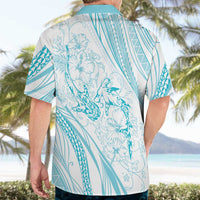 Sharks Couple Dreamy Polynesians Floral Sea Hawaiian Shirt Turquoise - Polynesian Pride