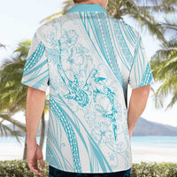 Sharks Couple Dreamy Polynesians Floral Sea Hawaiian Shirt Turquoise - Polynesian Pride