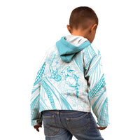 Sharks Couple Dreamy Polynesians Floral Sea Kid Hoodie Turquoise - Polynesian Pride