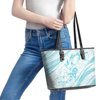 Sharks Couple Dreamy Polynesians Floral Sea Leather Tote Bag Turquoise LT7 - Polynesian Pride