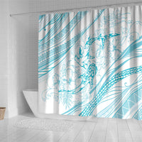 Sharks Couple Dreamy Polynesians Floral Sea Shower Curtain Turquoise - Polynesian Pride