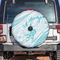Sharks Couple Dreamy Polynesians Floral Sea Spare Tire Cover Turquoise - Polynesian Pride
