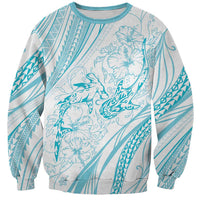Sharks Couple Dreamy Polynesians Floral Sea Sweatshirt Turquoise LT7 Unisex Turquoise - Polynesian Pride