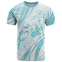 Sharks Couple Dreamy Polynesians Floral Sea T Shirt Turquoise - Polynesian Pride