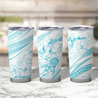 Sharks Couple Dreamy Polynesians Floral Sea Tumbler Cup Turquoise - Polynesian Pride