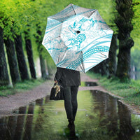 Sharks Couple Dreamy Polynesians Floral Sea Umbrella Turquoise - Polynesian Pride