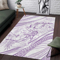 Sharks Couple Dreamy Polynesians Floral Sea Area Rug Lilac - Polynesian Pride