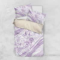 Sharks Couple Dreamy Polynesians Floral Sea Bedding Set Lilac - Polynesian Pride