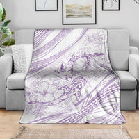 Sharks Couple Dreamy Polynesians Floral Sea Blanket Lilac - Polynesian Pride