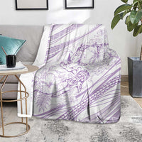 Sharks Couple Dreamy Polynesians Floral Sea Blanket Lilac - Polynesian Pride