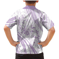 Sharks Couple Dreamy Polynesians Floral Sea Family Matching Mermaid Dress and Hawaiian Shirt Lilac - Polynesian Pride