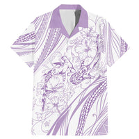 Sharks Couple Dreamy Polynesians Floral Sea Family Matching Mermaid Dress and Hawaiian Shirt Lilac - Polynesian Pride