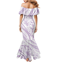 Sharks Couple Dreamy Polynesians Floral Sea Family Matching Mermaid Dress and Hawaiian Shirt Lilac - Polynesian Pride