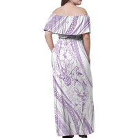 Sharks Couple Dreamy Polynesians Floral Sea Family Matching Off Shoulder Maxi Dress and Hawaiian Shirt Lilac - Polynesian Pride