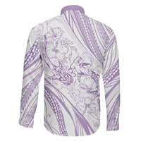 Sharks Couple Dreamy Polynesians Floral Sea Family Matching Off Shoulder Short Dress and Hawaiian Shirt Lilac LT7 - Polynesian Pride