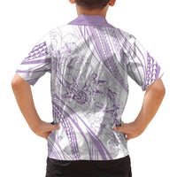 Sharks Couple Dreamy Polynesians Floral Sea Family Matching Short Sleeve Bodycon Dress and Hawaiian Shirt Lilac - Polynesian Pride